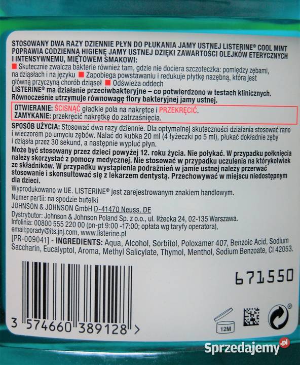 Listerine Cool Mint płyn do płukania ust 500 ml Lublin sprzedam