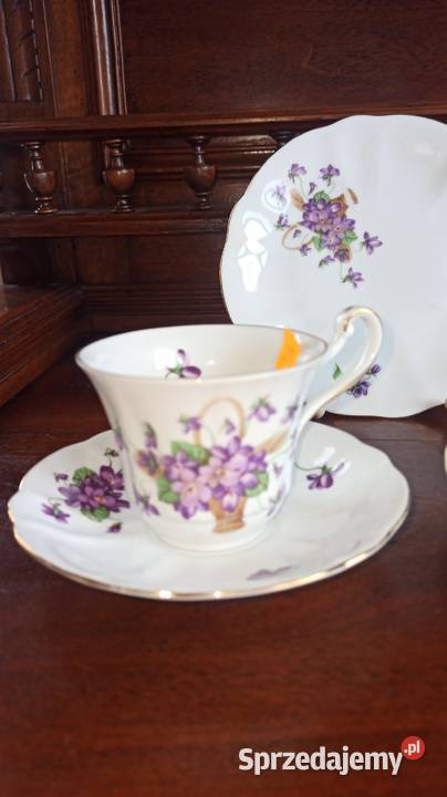 Fiołki Filiżanka Syg Rheinpfalz Germany Biała pomorskie Gdańsk