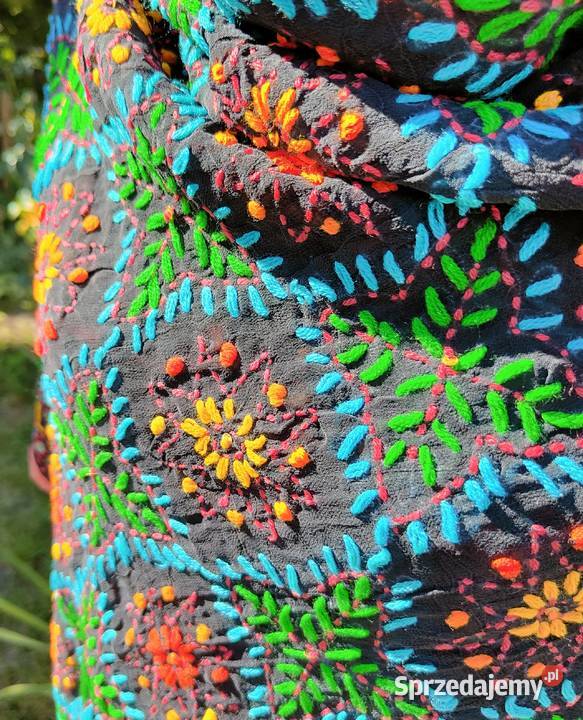 Duża chusta szal dupatta haftowana szyfon czarna Nakrycia głowy Szczecin