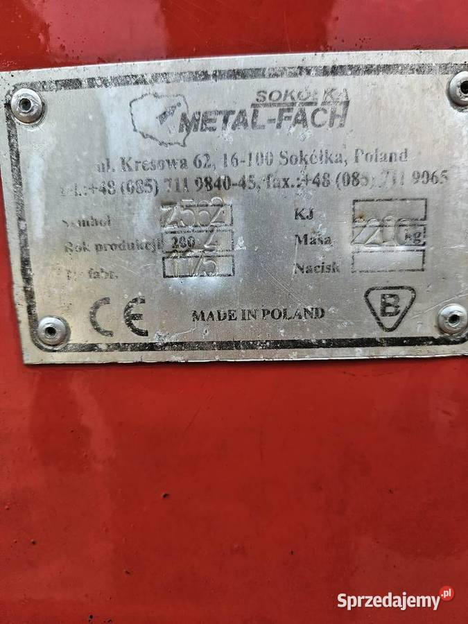Prasa Rolująca Metal Fach Z562 Belarka Stan Grójec