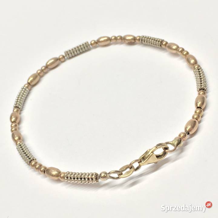 Złota BRANSOLETKA 375 9K PÓŁSZTYWNA różowe i mazowieckie Warszawa