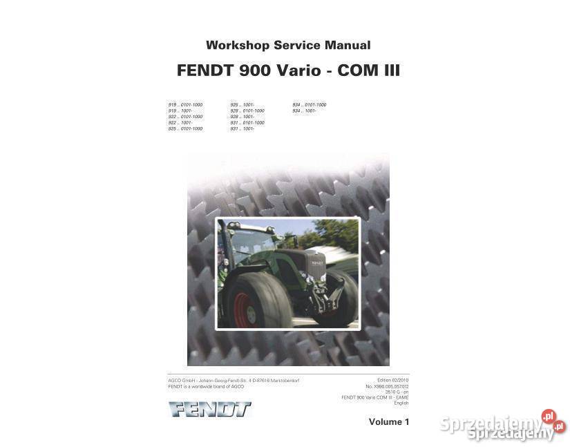 FENDT 939 VARIO instrukcja naprawy remontu Kielce sprzedam
