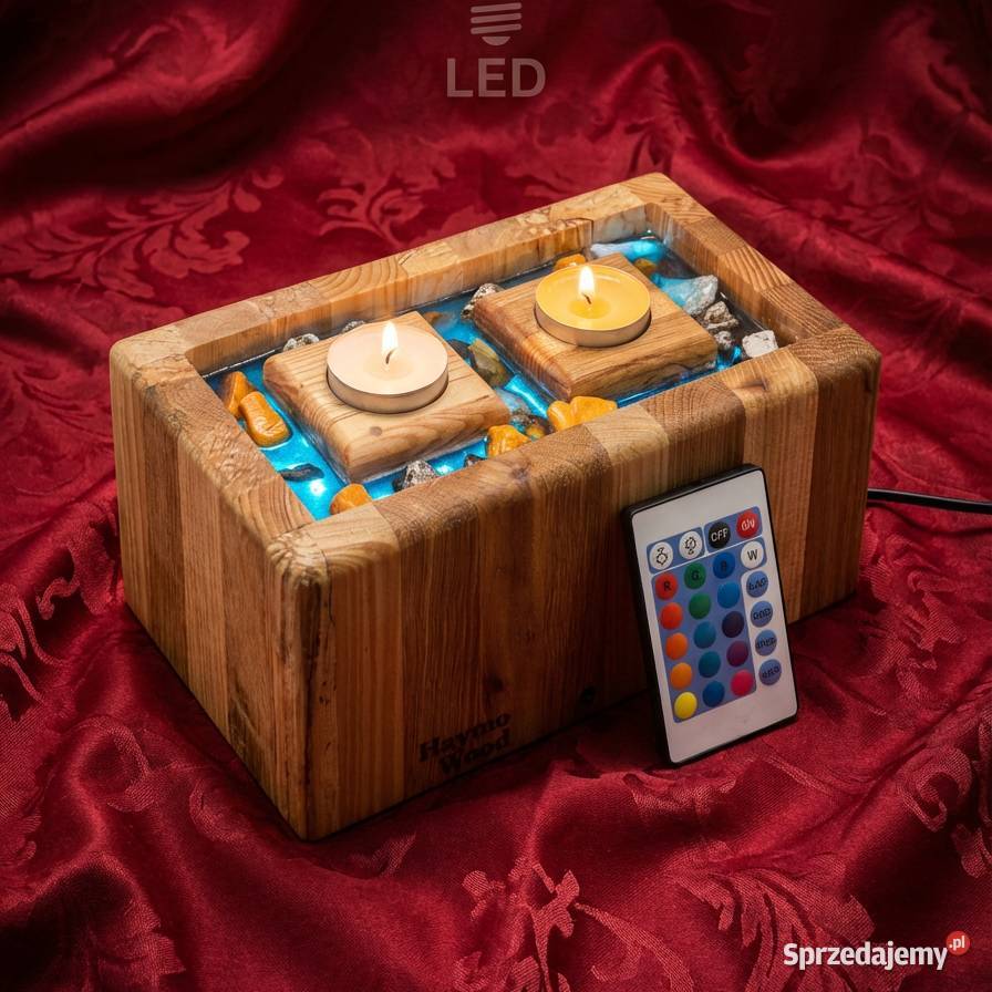 Świecznik LED z żywicą Black Edition pilot RGB Sępopol