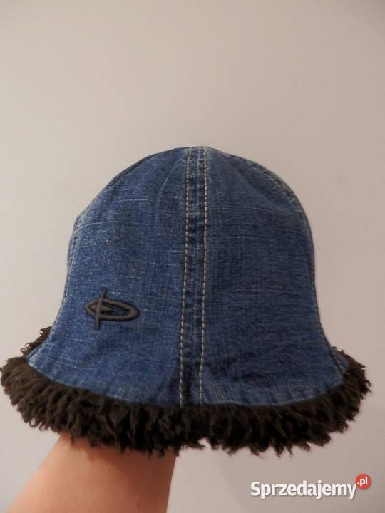 Czapka Bucket Jeansowa ze Sztucznym Brązowym Dla kobiet Łomża sprzedam