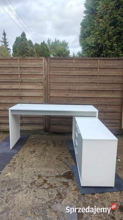 Biurko z komodą narożne biały szary Biurka Warszawa