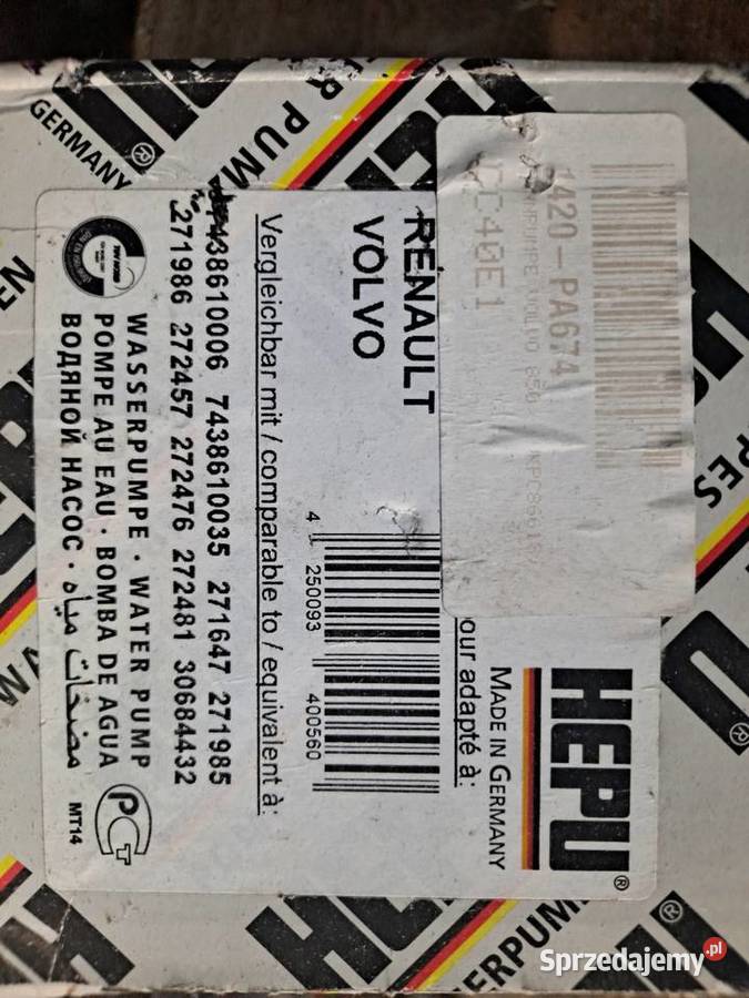 Pompa wody Volvo Ranault Drawsko Pomorskie