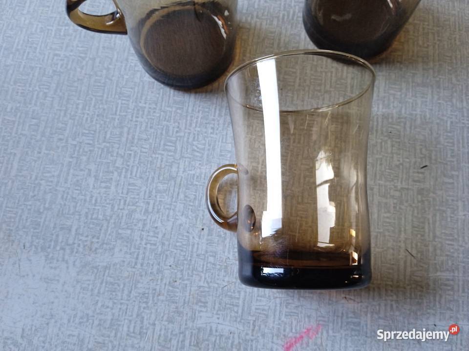 Komplet 6 szklanek grafitowych PRL Koźminek