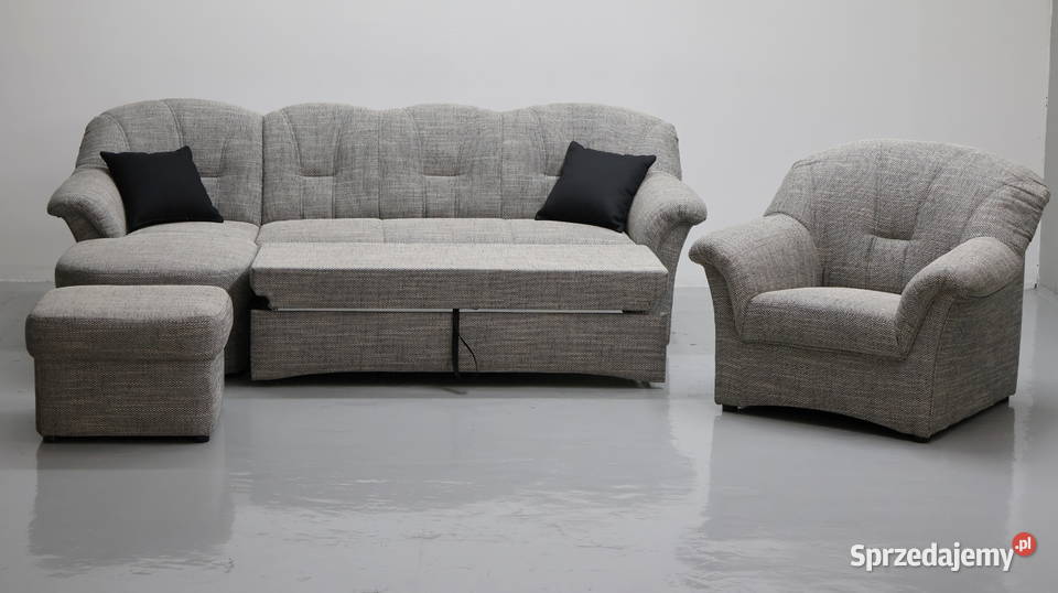 TŁN Narożnik funkcja spania fotel PUFA szary Poznań