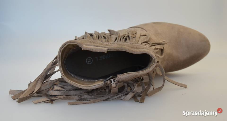 Beżowe damskie botki rozmiar 37 hx144667