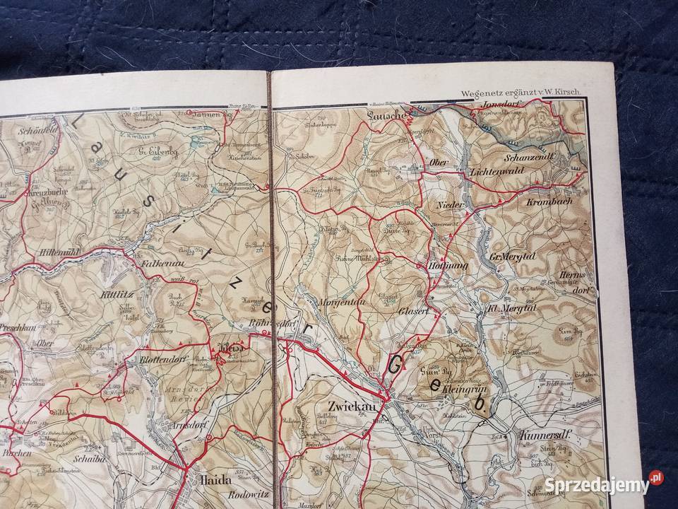 Stara mapa na płótnie Północnych Czech wydanie dolnośląskie Świdnica