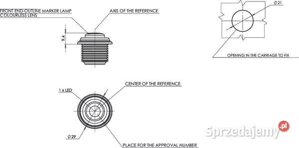 Lampa obrysowa LED okrągłą 1224V przezroczysta