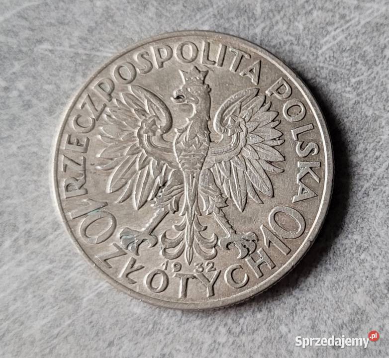 91 POLSKA srebro II RP 10 Złotych 1932 r Głowa Wola Kruszyńska