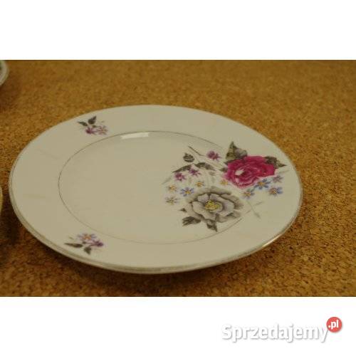 Komplet 4 talerzyków deserowych Róże Porcelana Porcelana i szkło