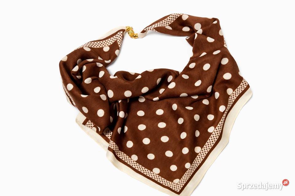 Apaszka gawroszka w grochy na magnes brązowa 100 Niebieszczany