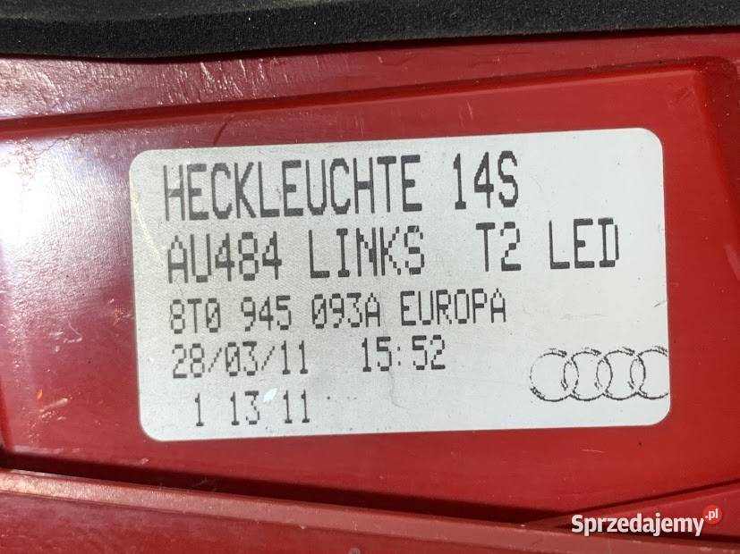 Lampa lewa tylna tył 8T0945093A AUDI A5 8T Lampy tylne Barwałd Dolny sprzedam