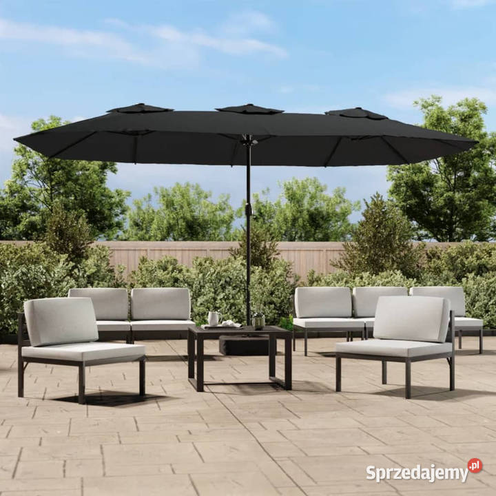 Podwójny parasol ogrodowy z LED czarny 449x245 Warszawa sprzedam