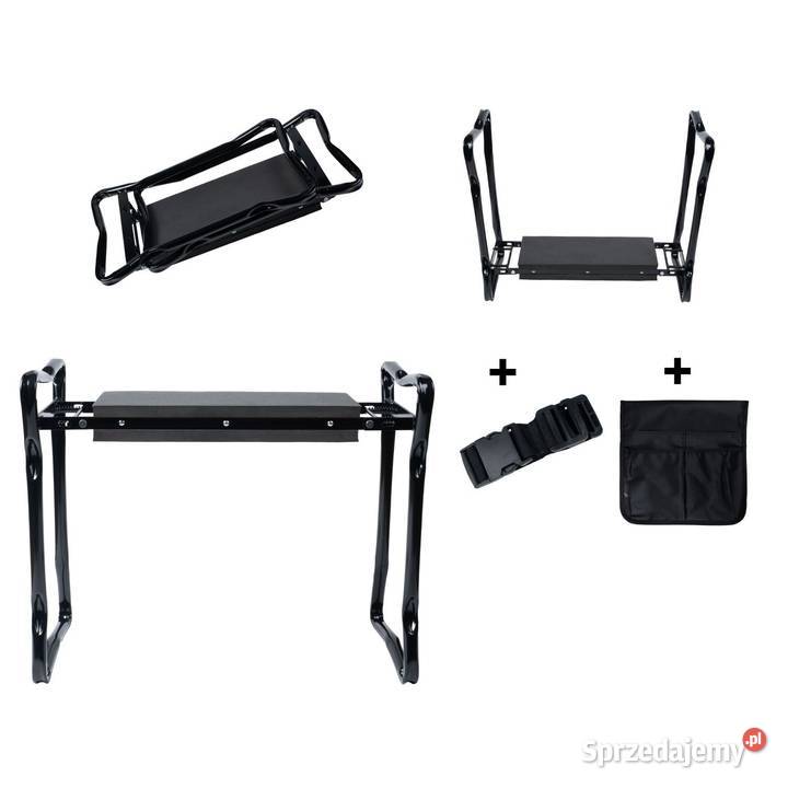 Klęcznik składany ogrodowy czarny z 2 torbami na Poznań