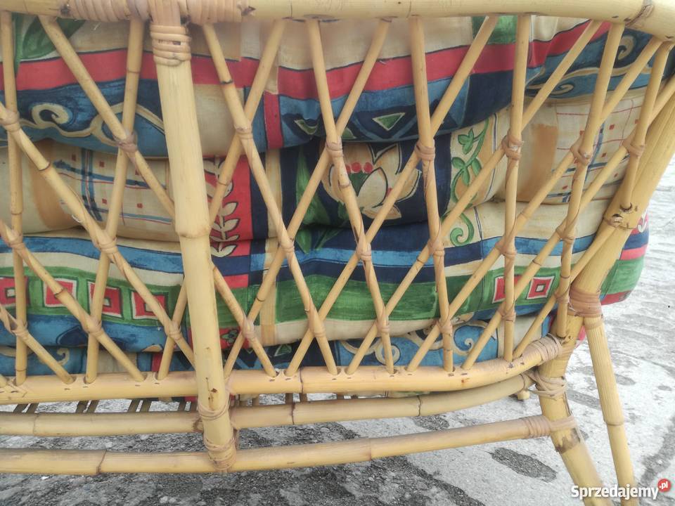 Sofa wiklinowa z poduszkami 75cm