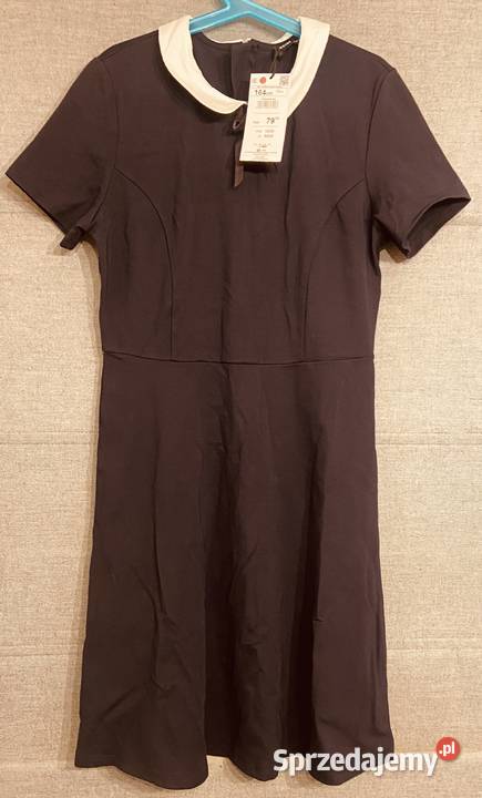 Dziewczęca granatowa sukienka z białym Rozmiar 164 Żyrardów