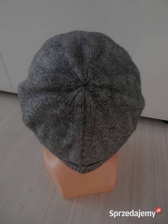 Czapka Męska Wełniana Wełna Wiskoza Szara Beanie Łomża