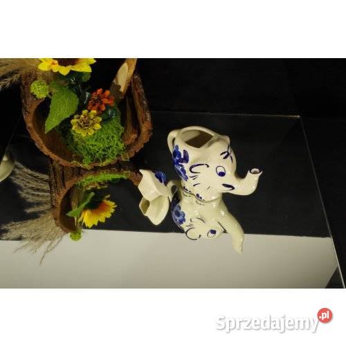 Figuralny czajniczek ceramiczny Słoń kobaltowe sprzedam