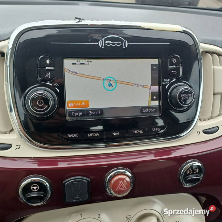 Fiat 500 12 Szyberdach Nawigacja I 2007 wiśniowy Suchorzew