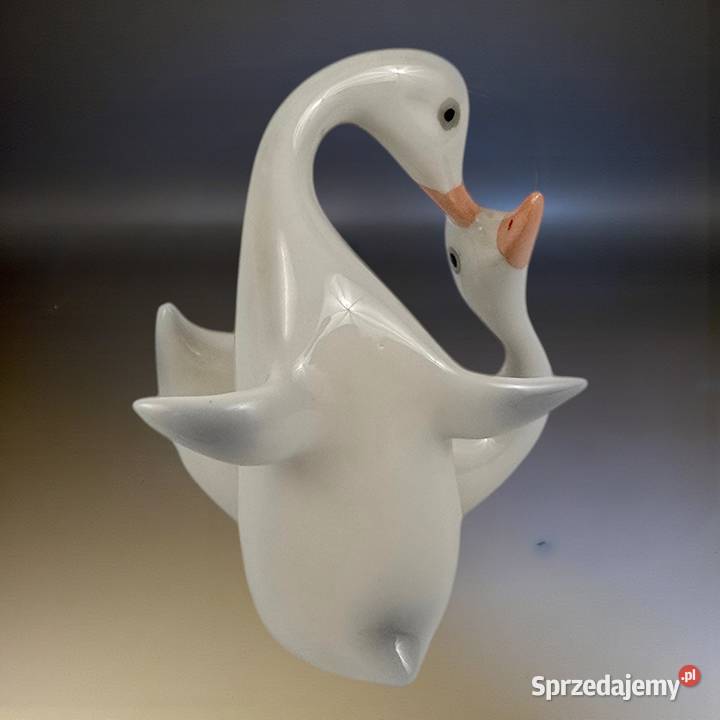 Wyprzedaż Para gęsi porcelana Hollohaza Węgry Bronisze