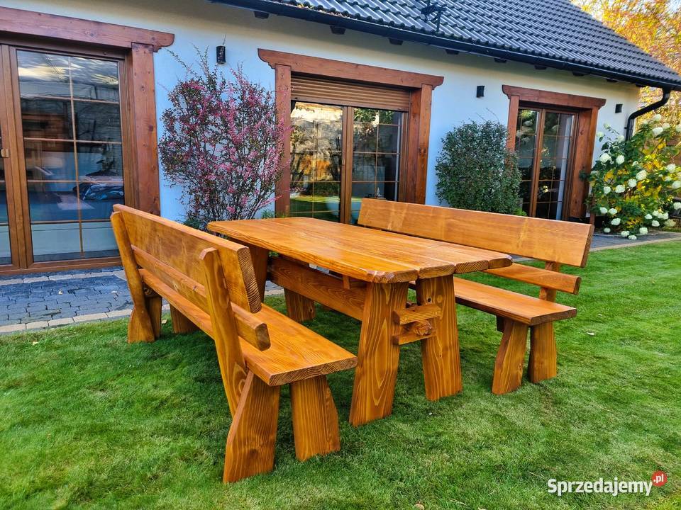 komplet zestaw DREWNIANYCH mebli ogrodowych STÓŁ opolskie Chrząstowice