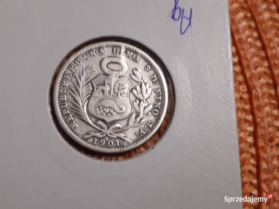 moneta srebrna Peru z 1901r Numizmatyka Kolekcje podlaskie