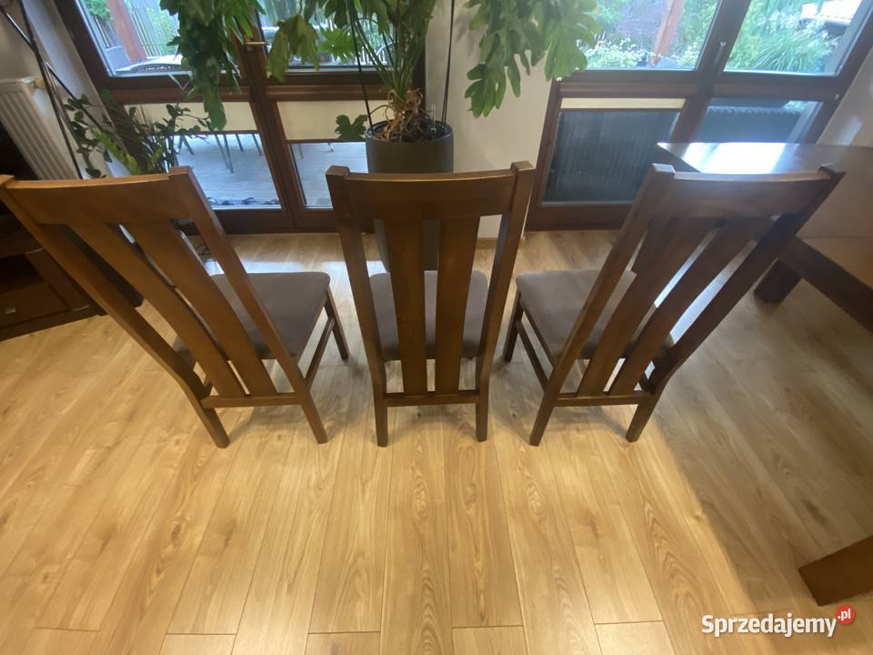 Rozkładany stół i 6 krzeseł 100cm mazowieckie