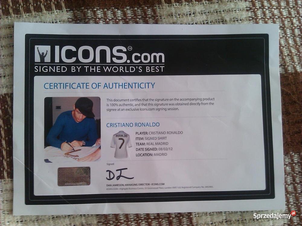 Koszulka Cristiano Ronaldo z autografem i certyf Pleszew sprzedam