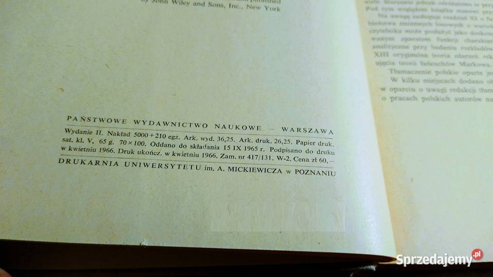 Wstęp do rachunku prawdopodobieństwa 1 William Rok wydania 1977 Książki i Podręczniki Gdańsk