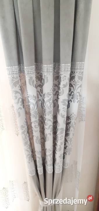 Zasłony velvet szary ornament szary Dom i Ogród Mława