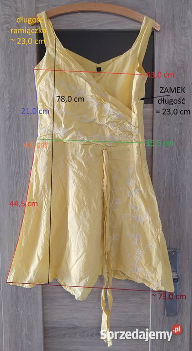 Sukienka damska LETNIA żółta żółty/złoty Moda i Styl Hajnówka