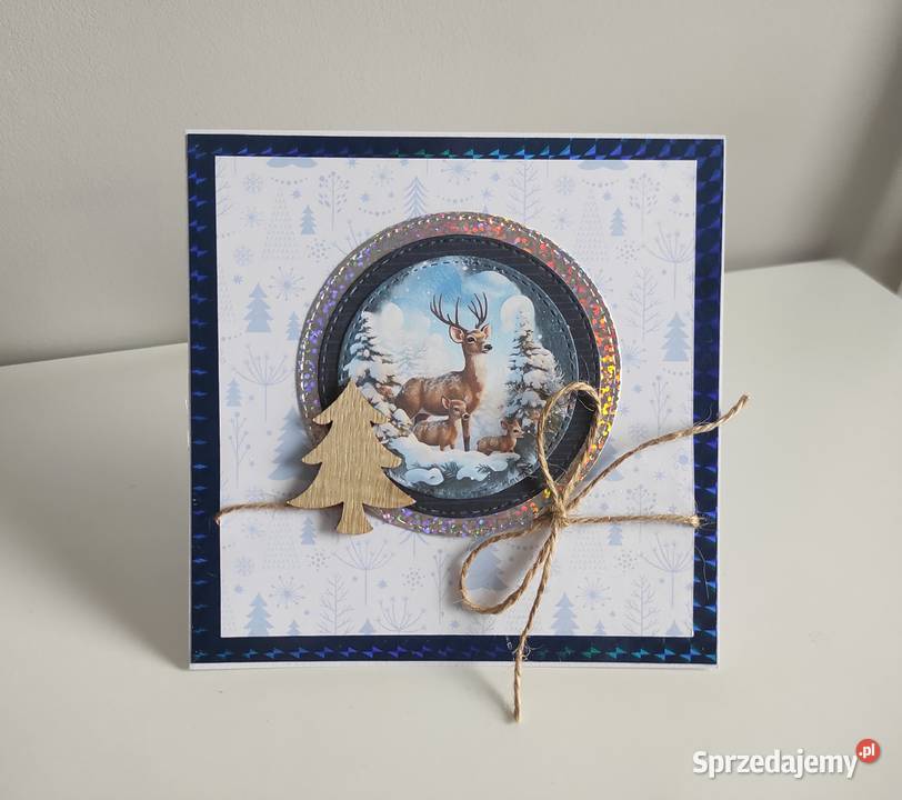 Kartka ręcznie robiona świąteczna Boże Rękodzieło Łódź