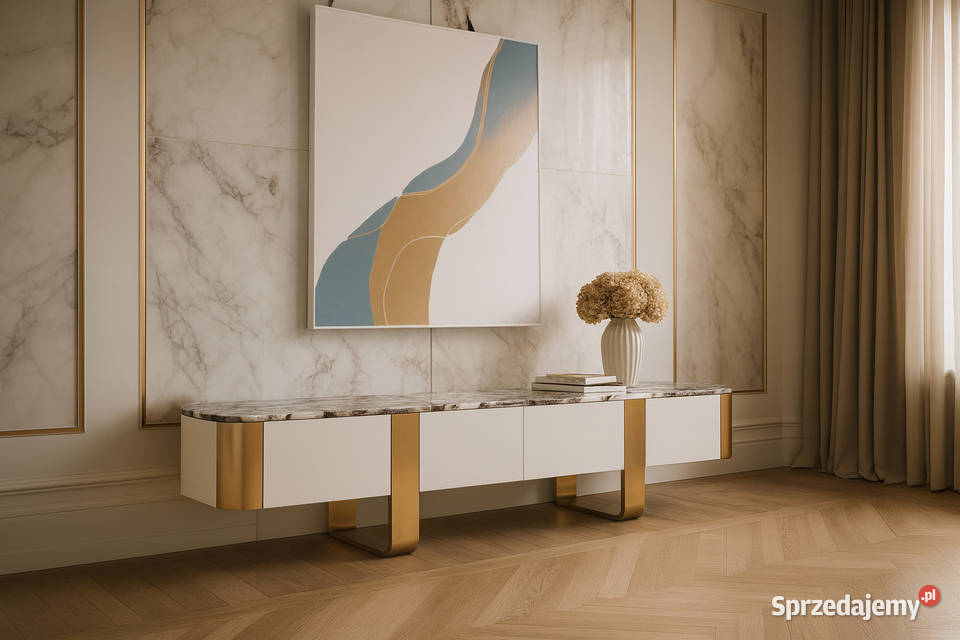 Komoda RTV biała szafka pod telewizor Sofia