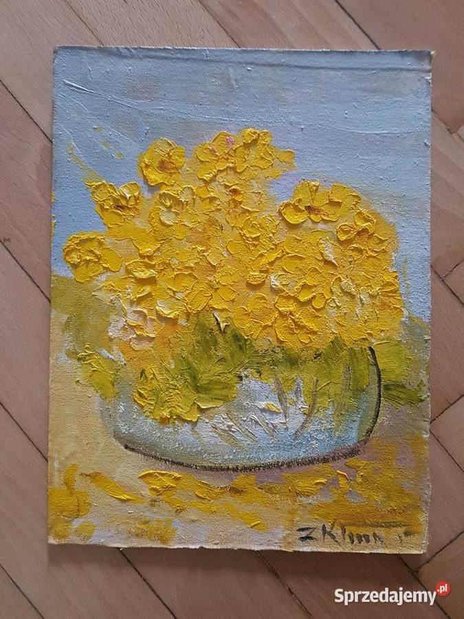 Obraz olejny kwiaty w wazonie wiosna Zygmunt Nowy Sącz