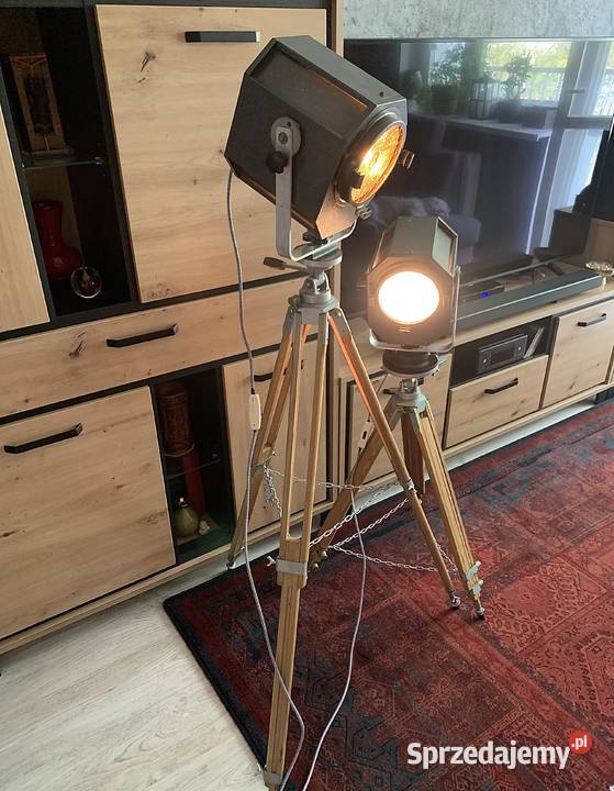 Lampa teatralna PRL Vintage loft stojaca Dom i Ogród Poznań sprzedam