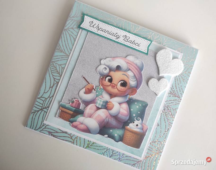 Kartka ręcznie robiona na Dzień Babci 4 Rękodzieło łódzkie Łódź