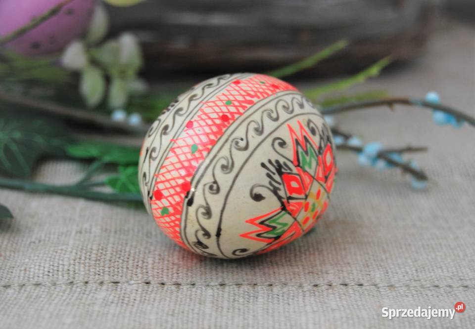 Stara pisanka drewniana malowana Ukraina 58 lubelskie Lublin