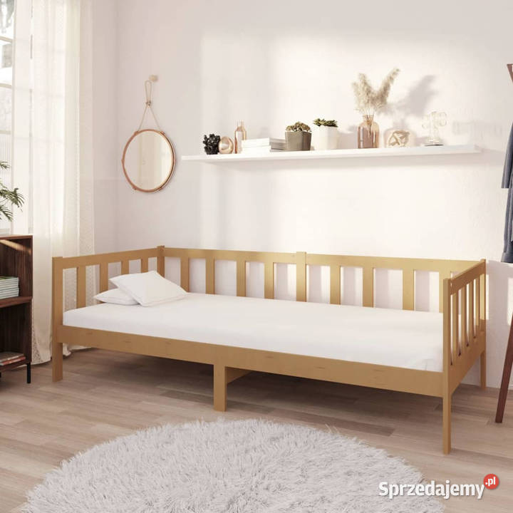 Łóżko dzienne z materacem miodowy brąz sosnowe 98cm