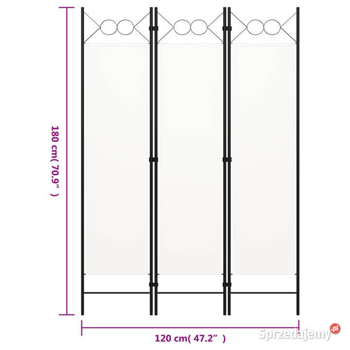 Parawan 3panelowy biały 120 x 180 WM320699 Warszawa