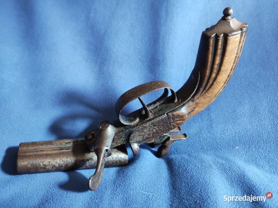 Pistolet dwulufowy zdobny zabytek XVIIIXIX Wrocław