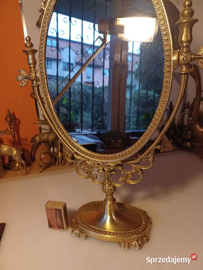 Piękne stare lustro toaletkowe Mosiądz Wyposażenie wnętrz Poznań