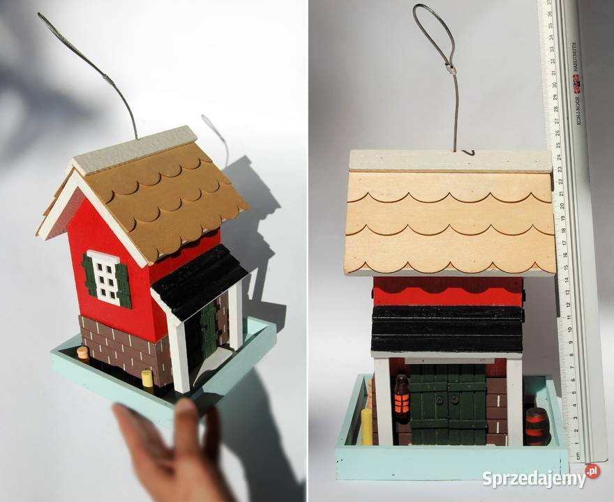 Domek drewniany skandynawski zawieszka wiszący wielokolorowy Lublin
