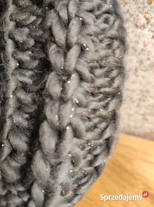 mięsisty gruby szal długi szalik czapka komplet Kielce