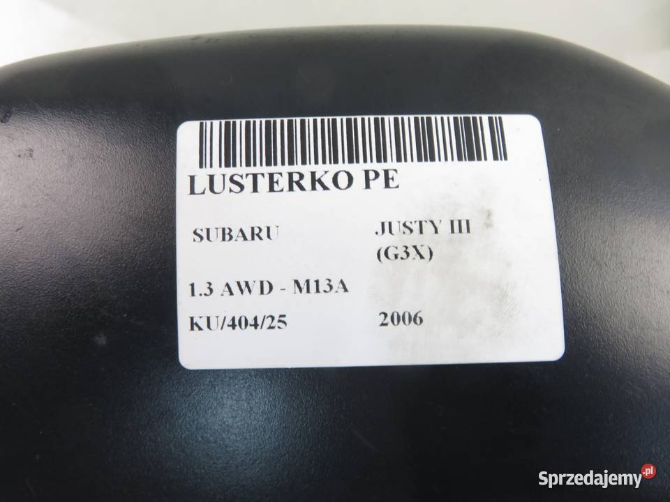 LUSTERKO PRAWE SUBARU JUSTY G3X 5 PIN