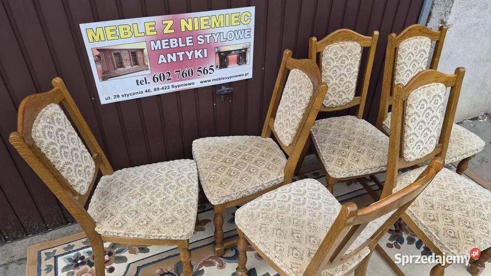 Stylowe solidne krzesła dębowe tapicerowane 6 Sypniewo