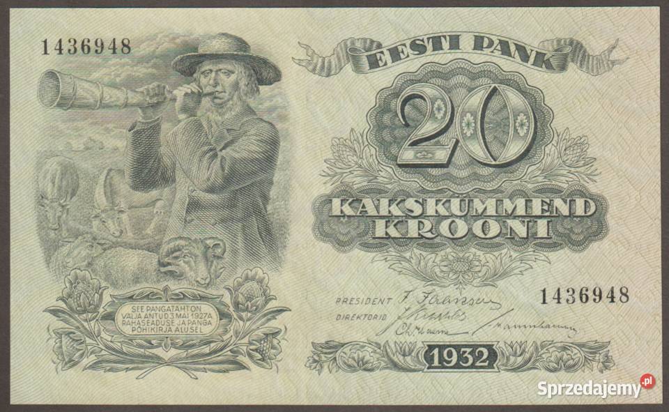 ESTONIA 20 KORON 1932 STAN BANKOWY UNC