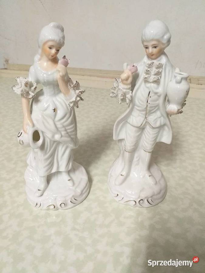 porcelanowe figury figurki para parka recznie malowane